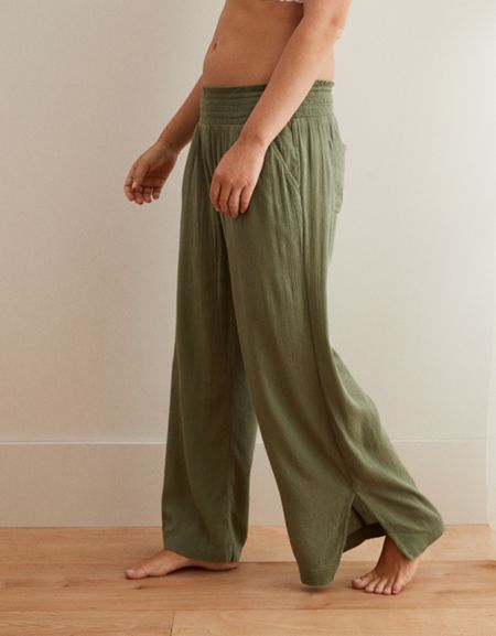 Aerie Wide Leg Gauze Pant