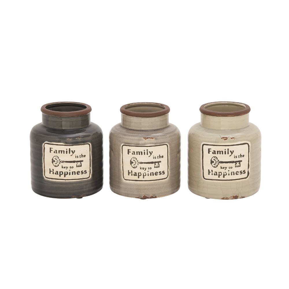 Charming Ceramic Family Jar 3 Assorted