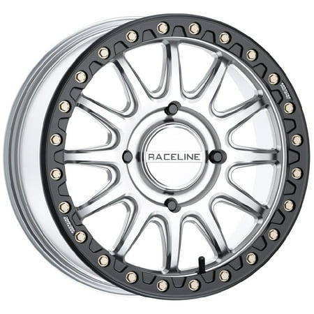 Raceline Alpha Beadlock 17x7 UTV Wheel -Silver/BK (4/137) +25mm [A14SB-77037+25]