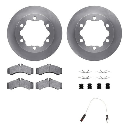 Dynamic Friction Company Rear Brake Rotors with Heavy Duty Brake Pads Includes Sensor and Hardware 6222-40010