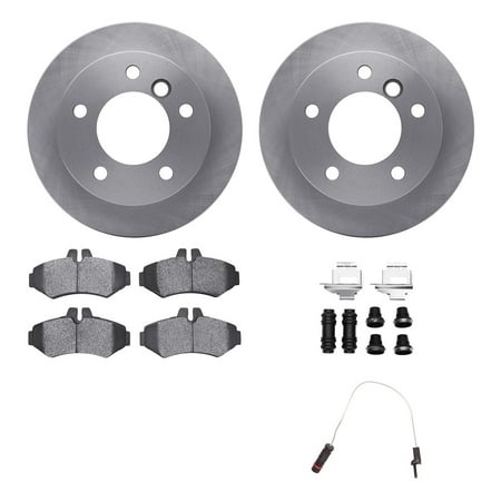 Dynamic Friction Company Rear Brake Rotors with Heavy Duty Brake Pads Includes Sensor and Hardware 6222-40001