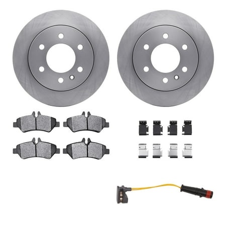 Dynamic Friction Company Rear Brake Rotors with Heavy Duty Brake Pads Includes Sensor and Hardware 6222-40040