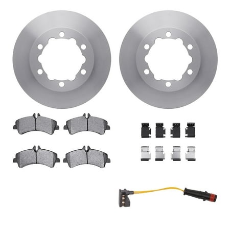 Dynamic Friction Company Rear Brake Rotors with Heavy Duty Brake Pads Includes Sensor and Hardware 6222-63386