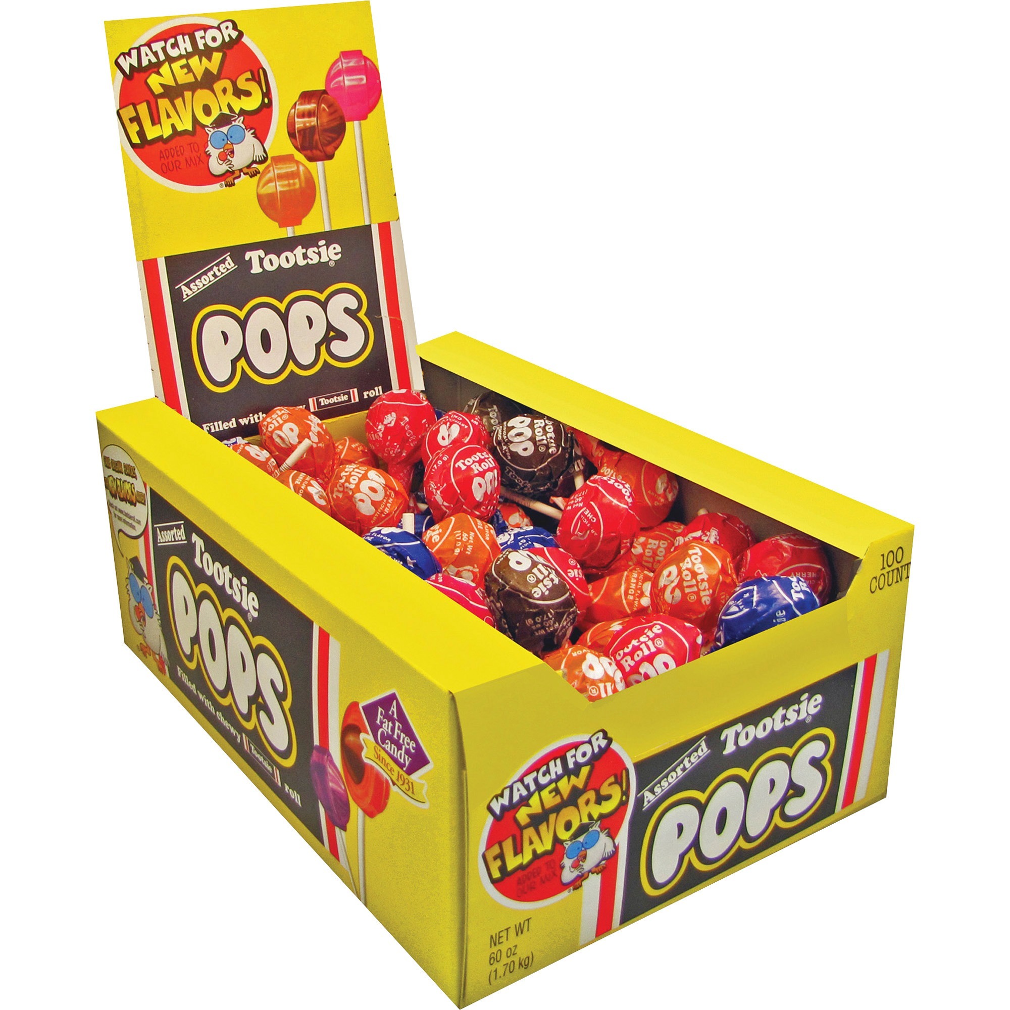 Tootsie Roll Tootsie Pops, 0.6 Oz., Assorted Flavors, 100/Box