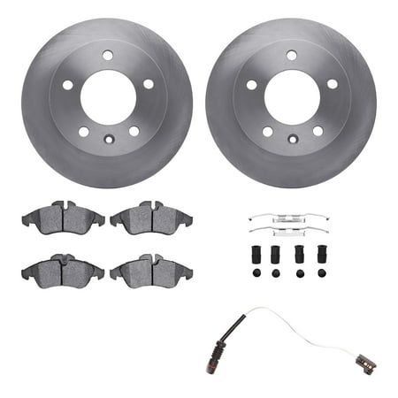 Dynamic Friction Company Front Brake Rotors with Heavy Duty Brake Pads Includes Sensor and Hardware 6222-40008