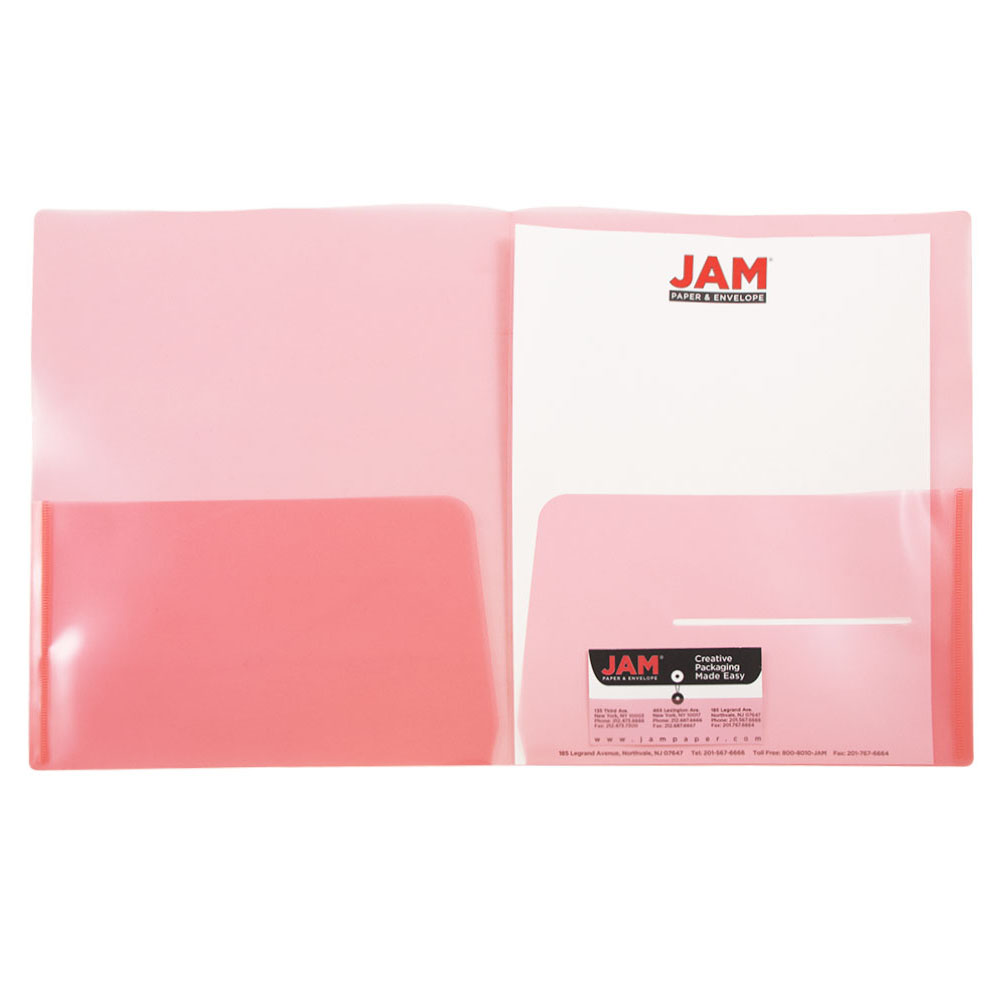JAM Paper® Plastic Regular Weight Two Pocket Presentation Folder  Red  108/Pack