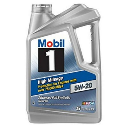 Mobil 1 5W-20 High Mileage Oil 5 Qt. Bottle