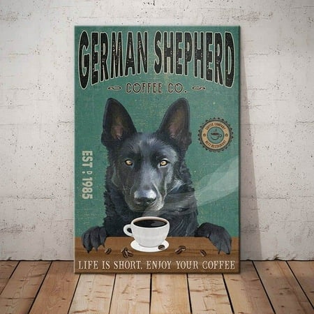 Wooden Puzzle Black German Shepherd Dog Coffee Company 300 Piece Jigsaw Puzzle Props for Adults Unique Shape Puzzles Holiday Jigsaw Puzzle Toy Puzzles