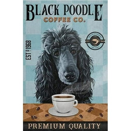 300 Piece Wooden Puzzle for Adults Gift for Poodle Dog Lovers Year Dog Black Poodle Coffee Company Jigsaw Puzzle Challenging for Youth Fun Puzzle Fami