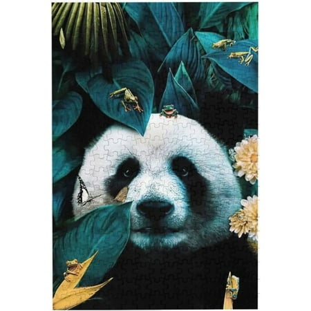 Jigsaw Puzzles 500 Pieces for Adults Panda Flower Bush Animal Wooden Picture Puzzle Puzzles for Youth Children Home Decor Funny Game Best Gift Prescho