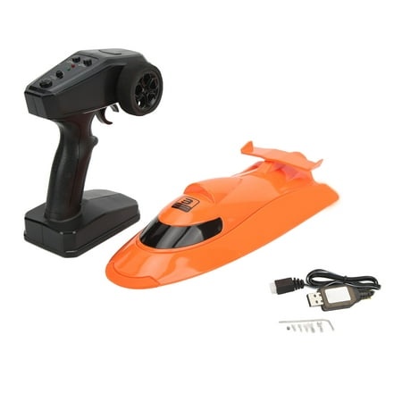 RC Boat 2.4GHz Wireless 30 Km/H Waterproof Crash Resistant Electric Remote Control Racing Boat for Kids Adults Orange