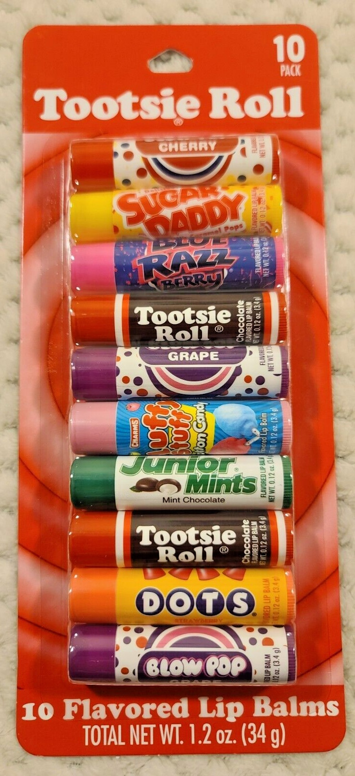 Tootsie Roll Flavored Lip Balms Gift Set NEW 10 Pack Taste Beauty SEALED