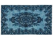 Bespoky Carved Handwoven Kilim Rug Turquoise Small Size 3'11'' X 6'9'' Ft