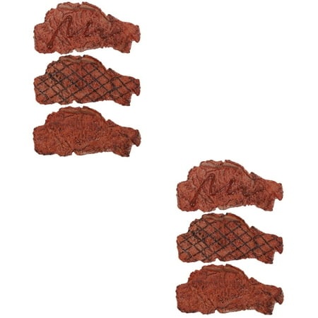 Steak Model Cooked Roast Beef Meat Realistic Food 6 Pcs Props Fake Kitchen Child Travel