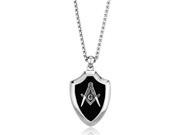 Men's Stainless Steel High Polished Black Masonic Freemason Pendant Necklace 20