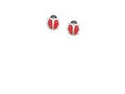 Adorable Childrens Red Ladybug Enamel Earrings in Sterling Silver