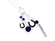 NFL Football Indianapolis Colts Cluster Crystal Logo Necklace in Blue and Black