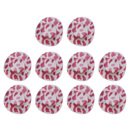 Growsl Bottle Covers 10Pcs Mini Cowboy Hat Plastic Mini Western Hat Cute Doll Hat Party Hats for Pretend Play Dollhouse Decoration Pink