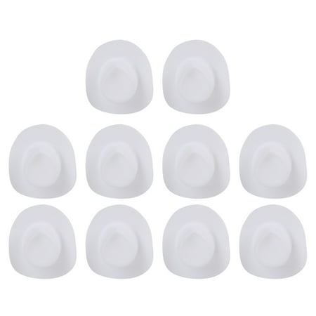 Growsl Bottle Covers 10Pcs Mini Cowboy Hat Plastic Mini Western Hat Cute Doll Hat Party Hats for Pretend Play Dollhouse Decoration White