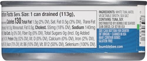 Bumble Bee Low Sodium Solid White Albacore Tuna in Water, 5 Oz Can (Pack of 4) - Wild Caught Tuna - 29g Protein per Serving - Non-GMO, Gluten Free, Ko thumbnail