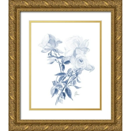 Murdock  Ramona 12x14 Gold Ornate Wood Framed with Double Matting Museum Art Print Titled - Tres Blue Rose