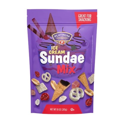 Platinum - Ice Cream Sundae Mix 10 Oz | Trail Mix of Nuts and Dried Fruit with Chocolate Waffle Cones, Yogurt Pretzels, Oats, Cranberries, Peanuts