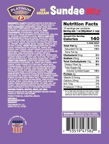 Platinum - Ice Cream Sundae Mix 10 Oz | Trail Mix of Nuts and Dried Fruit with Chocolate Waffle Cones, Yogurt Pretzels, Oats, Cranberries, Peanuts thumbnail