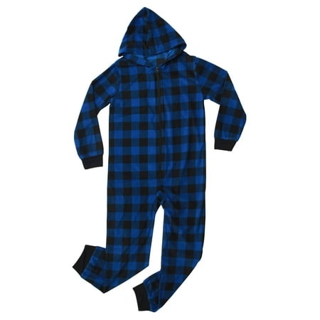 Prince of Sleep Jumpsuit for Kids Pajamas (Blue - Buffalo Plaid  5-6)
