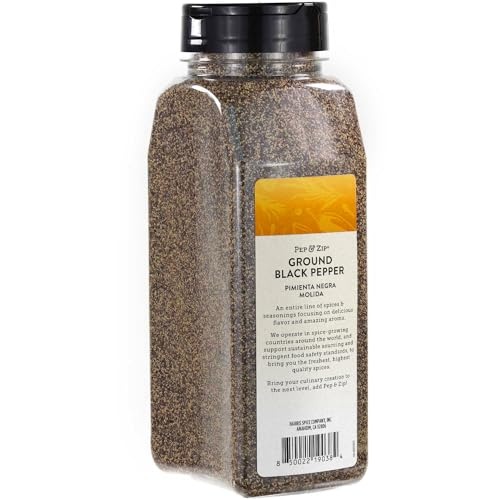 Pep and Zip Ground Black Pepper/Pimenta Negra Molida  Medium Coarse Ground  Non-GMO  Kosher  13oz thumbnail