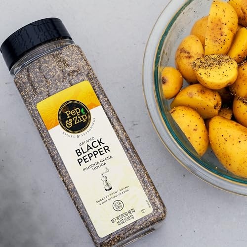 Pep and Zip Ground Black Pepper/Pimenta Negra Molida  Medium Coarse Ground  Non-GMO  Kosher  13oz thumbnail