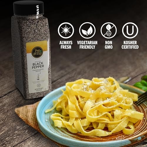 Pep and Zip Ground Black Pepper/Pimenta Negra Molida  Medium Coarse Ground  Non-GMO  Kosher  13oz thumbnail