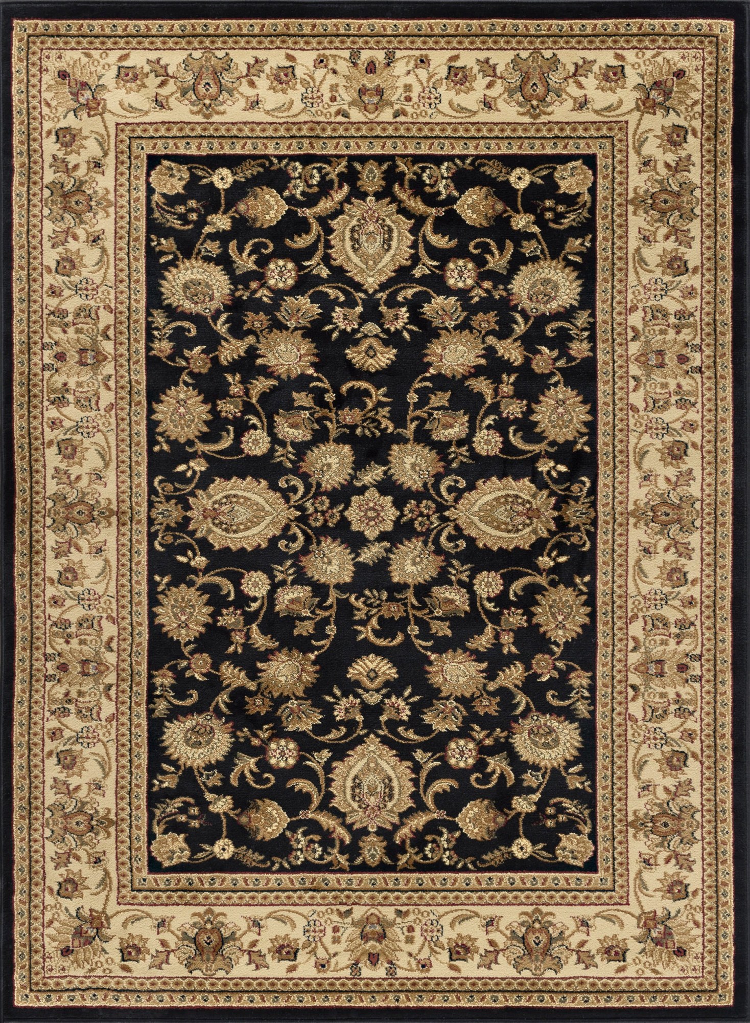 Tayse Sensation Area Rug 4723 Black Scrolls Border 7  10  X 10  3  Rectangle