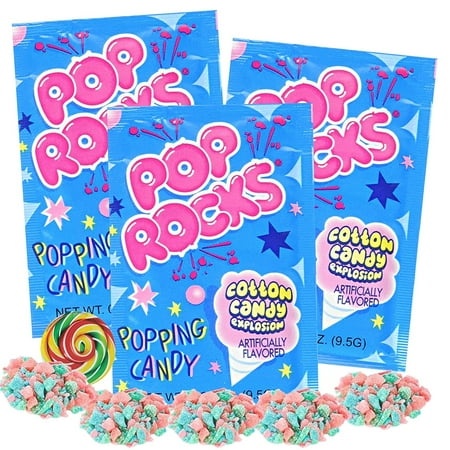 Pop Rocks Candy  Popping Candy with Candy Swirl Accessory  Pack of 3  .33 Ounces per Bag