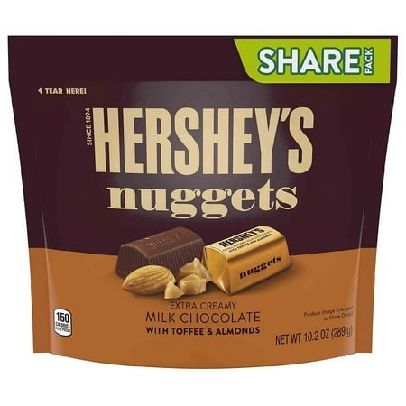 Hershey S Nuggets Extra Creamy Milk Chocolate with Toffee and Almonds Candy 10.2oz