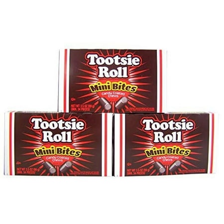 Tootsie Roll Mini Bites Candy Coated Chews Movie Theater Box  3.5 Oz (Pack of 3)