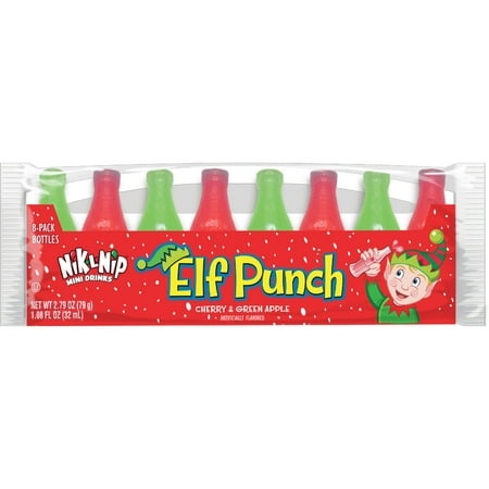 Nik-L Nip Elf Punch Mini Drinks  Green Apple and Cherry  8 Pack