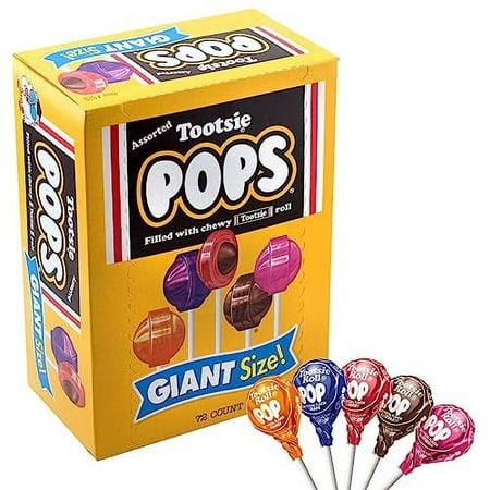 Giant Tootsie Roll Pops Original Fruity Lollipop with Chocolatey Center - Over 3.5 Pounds of Assorted Pops - Five Classic Flavors - Peanut Free  Glute