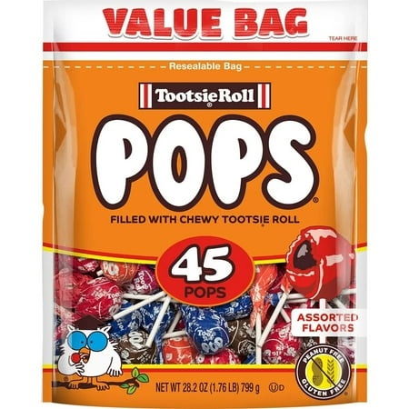 Tootsie Pops - Assorted Flavors - 45 Ct Bag 28.2 Oz - (Pack of 24)