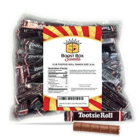 Tootsie Roll .5 Oz Snack Size Fun Bar Individually Wrapped Bulk Classic Chewy Candy (3 Pound)