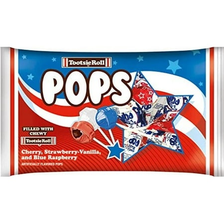 Patriotic Tootsie Roll Pops Cherry  Strawberry Vanilla and Blue Raspberry-flavored