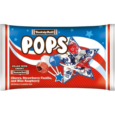 Patriotic Tootsie Roll Pops Cherry  Strawberry Vanilla and Blue Raspberry-Flavored
