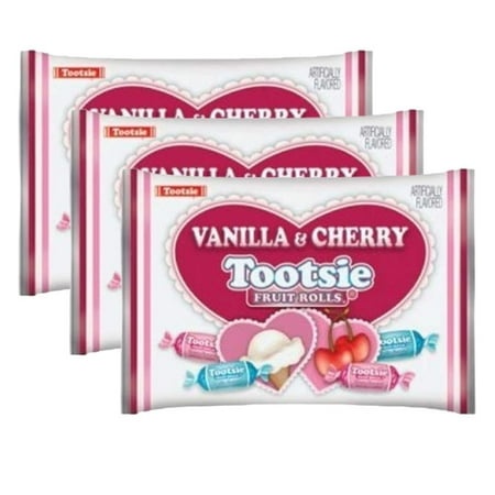 Valentine S Day Vanilla & Cherry Tootsie Fruit Rolls 11.5 Oz Bag - Bulk Candy - 3 Count (Pack of 1)