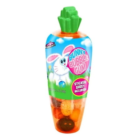Bunny Bubble Gum  2 Ounce Carrot Bag - 12 Count Display Box