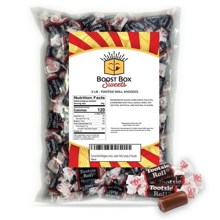 Tootsie Roll Midgees Individually Wrapped Bulk Classic Chewy Chocolate Taffy Candy (2 Pound)