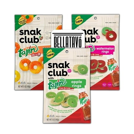 Fruit Rings Candy Bundle. SE33 Includes Three-5 Oz Bags Snak Club Tajin Gummy Rings. 1 Each Flavors Gummy Rings: Peach Rings  Watermelon Rings  & Appl