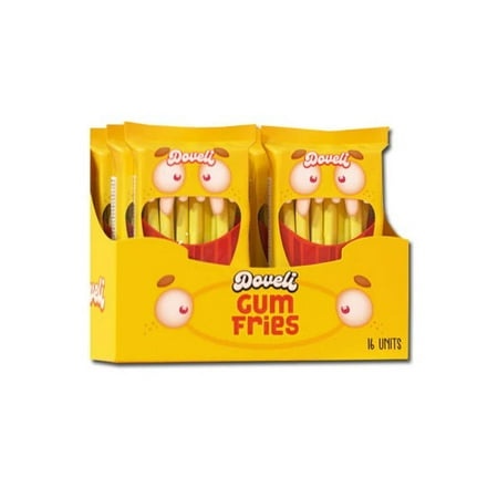 Doveli Chewing Gum Gummy French Fries  Fruit Flavored Bubble Gum  2.1 Ounce Bag - 16 Count Display Box