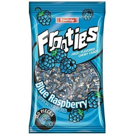 Frootie Blue Raspberry Frooties - Tootsie Roll Chewy Candy - 360 PieceCount  38.8 Oz Bag  Blue Raspberry  360Count (Pack of 12)
