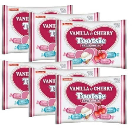 Valentine S Day Vanilla & Cherry Tootsie Fruit Rolls 11.5 Oz Bag - Bulk Candy - 6 Count (Pack of 1)
