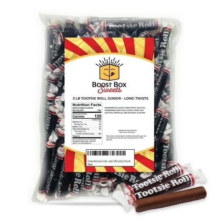 Tootsie Roll Juniors Long Twist Individually Wrapped Bulk Classic Chewy Chocolate Taffy Candy (3 Pound)