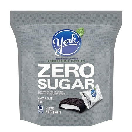 YORK Zero Sugar Chocolate Peppermint Patties Candy  Individually Wrapped  Aspartame   5.1 Oz Bag (Pack of 2) (2)